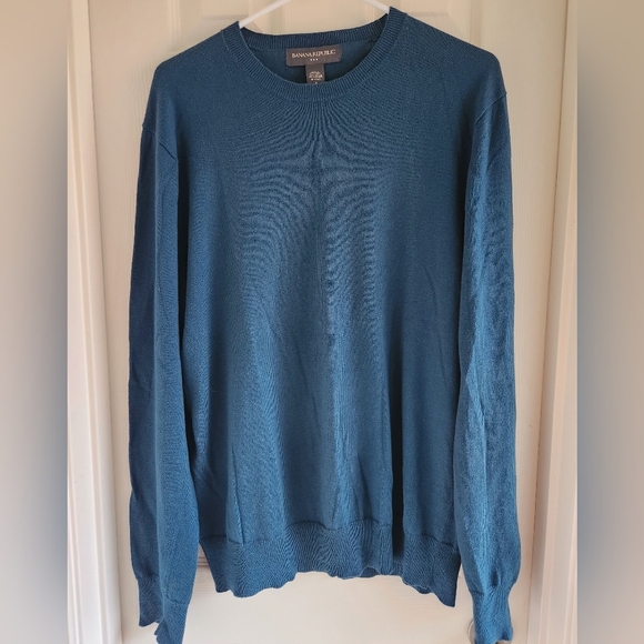 Banana Republic Cotton Cashmere Crew Neck Sweater Blue Teal Pullover Size M - Picture 1 of 5